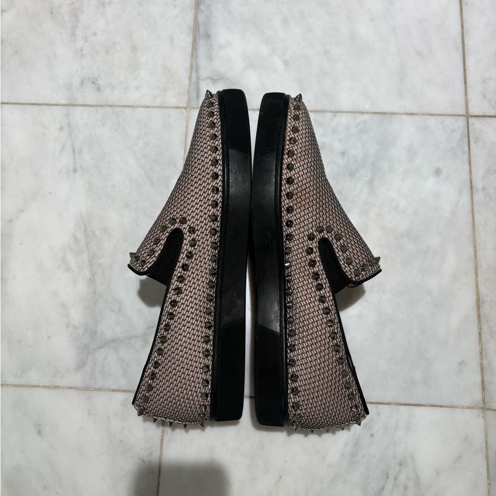 Christian Louboutin Men's Textured Spiked Loafers - Brown - Picture 4 of 7